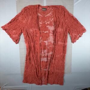 Shyanne Burnt Orange Lace Kimono Duster Boho Western Festival Medium